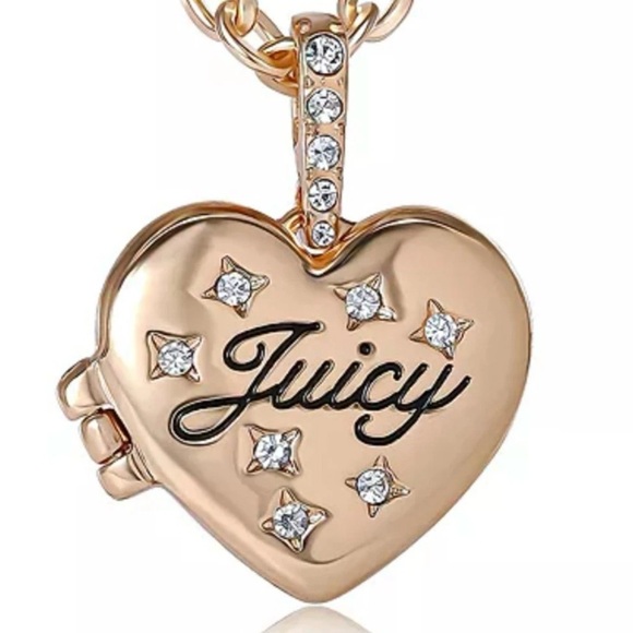 Juicy Couture Gold-tone Crystal Heart Locket Pendant Necklace New in Box - Picture 3 of 13
